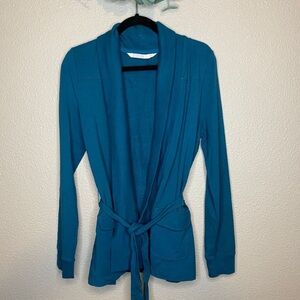Teal Open Front Cardigan with Belt